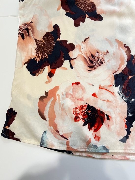 Tribal Cream Floral Twist-Front Sleeveless Top Medium Lightweight Boho Chic - Picture 5 of 8